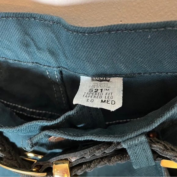 Vintage Levi’s Jeans + Capezio Belt | 521 | USA | Green | Tapered | 10 - Picture 9 of 14